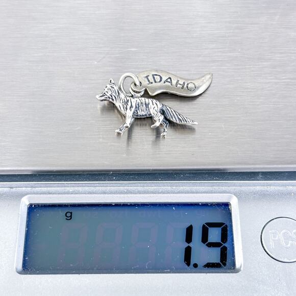 Vintage Sterling Silver 925 Idaho Wolf Charm Pendant - Picture 5 of 6